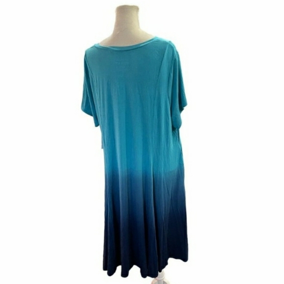NWT Torrid Trapeze Dress Teal Dip Dye Super Soft Ombre Size 2 - Picture 4 of 6